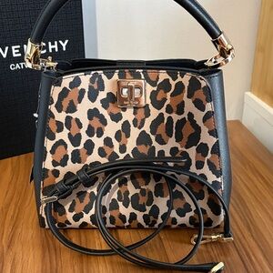 Kate Spade Leopard Print Handbag/Crossbody with Black and Gold Accents NWT